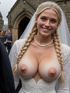 Smiling Brides with Pierced Nipples 15 - blonde big tits
