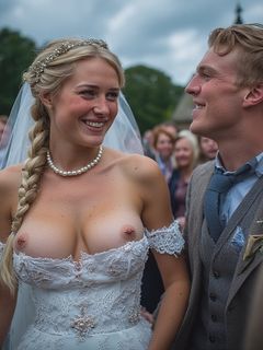 Smiling Brides with Pierced Nipples 15 - blonde big tits