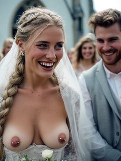 Smiling Brides with Pierced Nipples 15 - blonde big tits