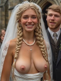 Smiling Brides with Pierced Nipples 15 - blonde big tits