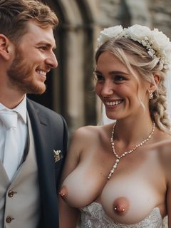 Smiling Brides with Pierced Nipples 15 - blonde big tits