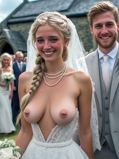 Smiling Brides with Pierced Nipples 15 - blonde big tits