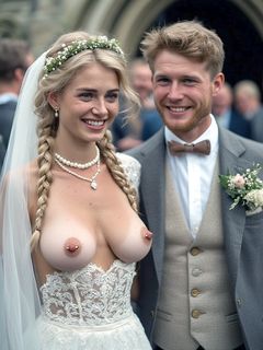 Smiling Brides with Pierced Nipples 15 - blonde big tits