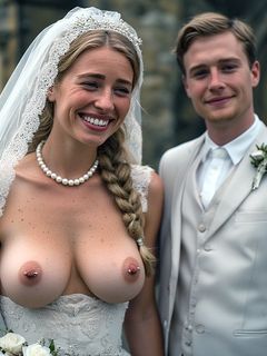 Smiling Brides with Pierced Nipples 15 - blonde big tits