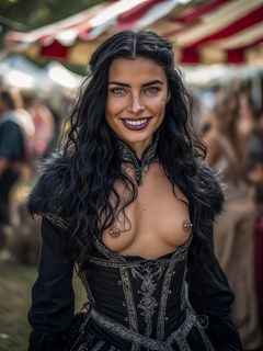 Smiling Flashing and Pierced Nipples at Renfaire 09 - Yennefer