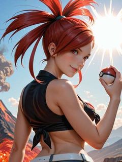 pokemon fire trainer Flannery by the valcano hentai
