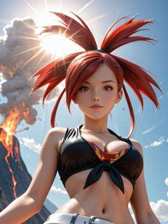pokemon fire trainer Flannery by the valcano hentai