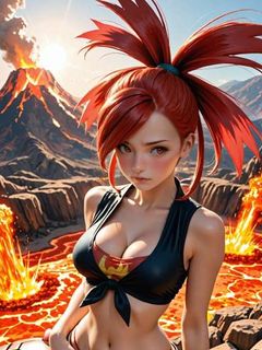 pokemon fire trainer Flannery by the valcano hentai