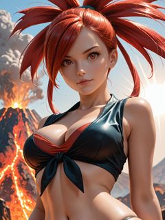 pokemon fire trainer Flannery by the valcano hentai