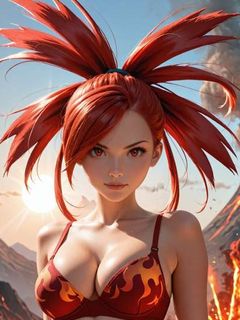 pokemon fire trainer Flannery by the valcano hentai