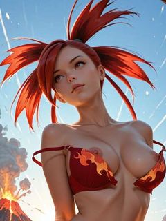 pokemon fire trainer Flannery by the valcano hentai