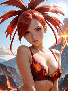 pokemon fire trainer Flannery by the valcano hentai