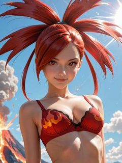 pokemon fire trainer Flannery by the valcano hentai