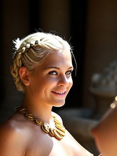 Ancient Rome, Hairless Pussy, Fancy Updo Hair, Cum Covered